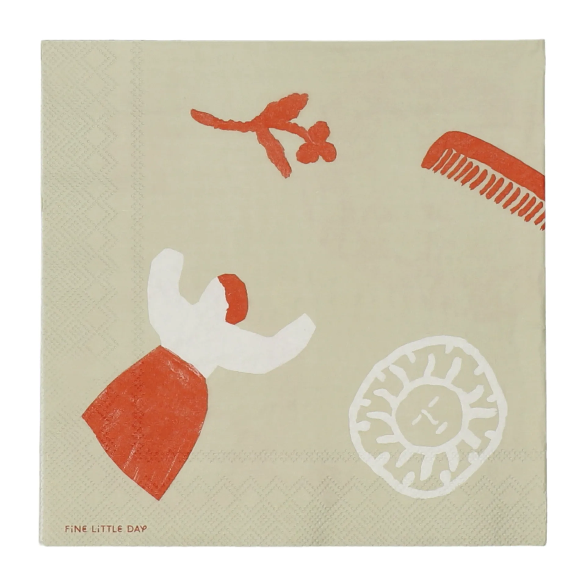 Figures napkin 20 pack, Beige-red Fine Little Day