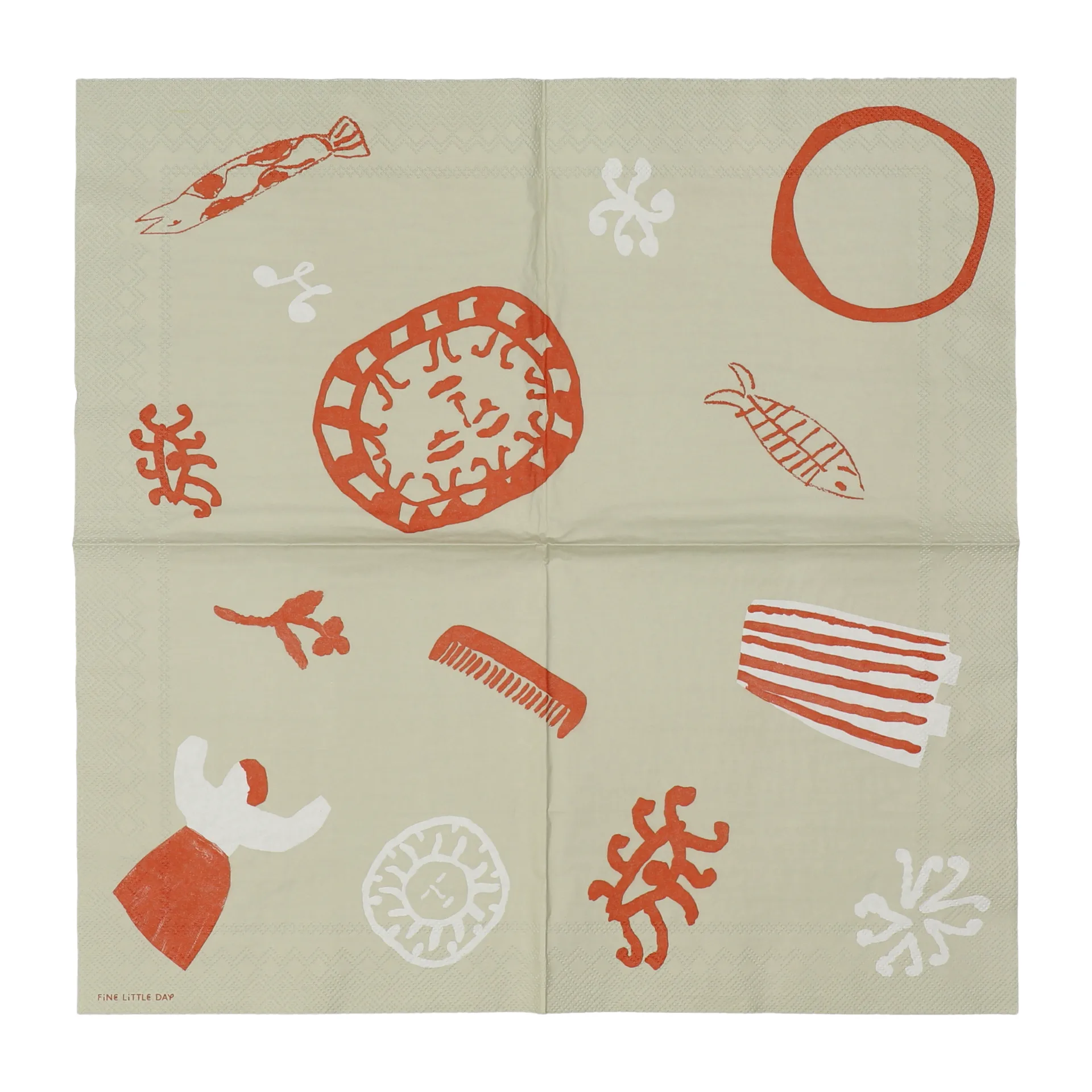 Figures napkin 20 pack, Beige-red Fine Little Day
