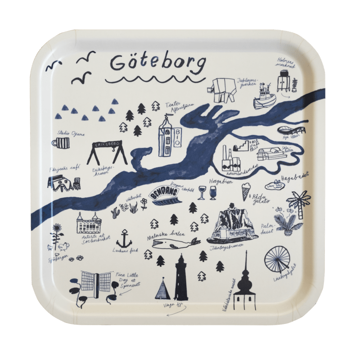 Gothenburg tray 32x32 cm - White-Blue - Fine Little Day