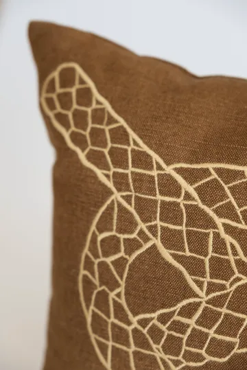 Knop decorative cushion - Brown-gold-blue, 27x40 cm - Fine Little Day