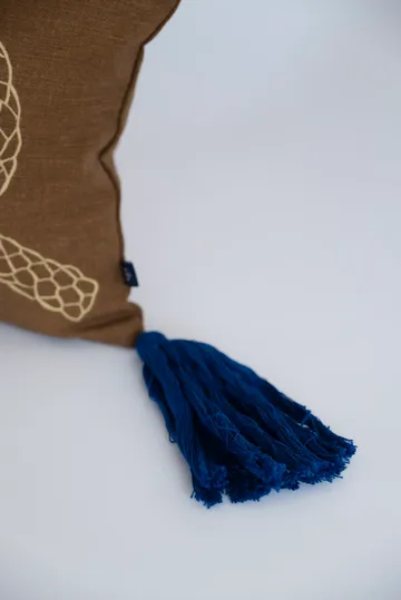 Knop decorative cushion - Brown-gold-blue, 27x40 cm - Fine Little Day