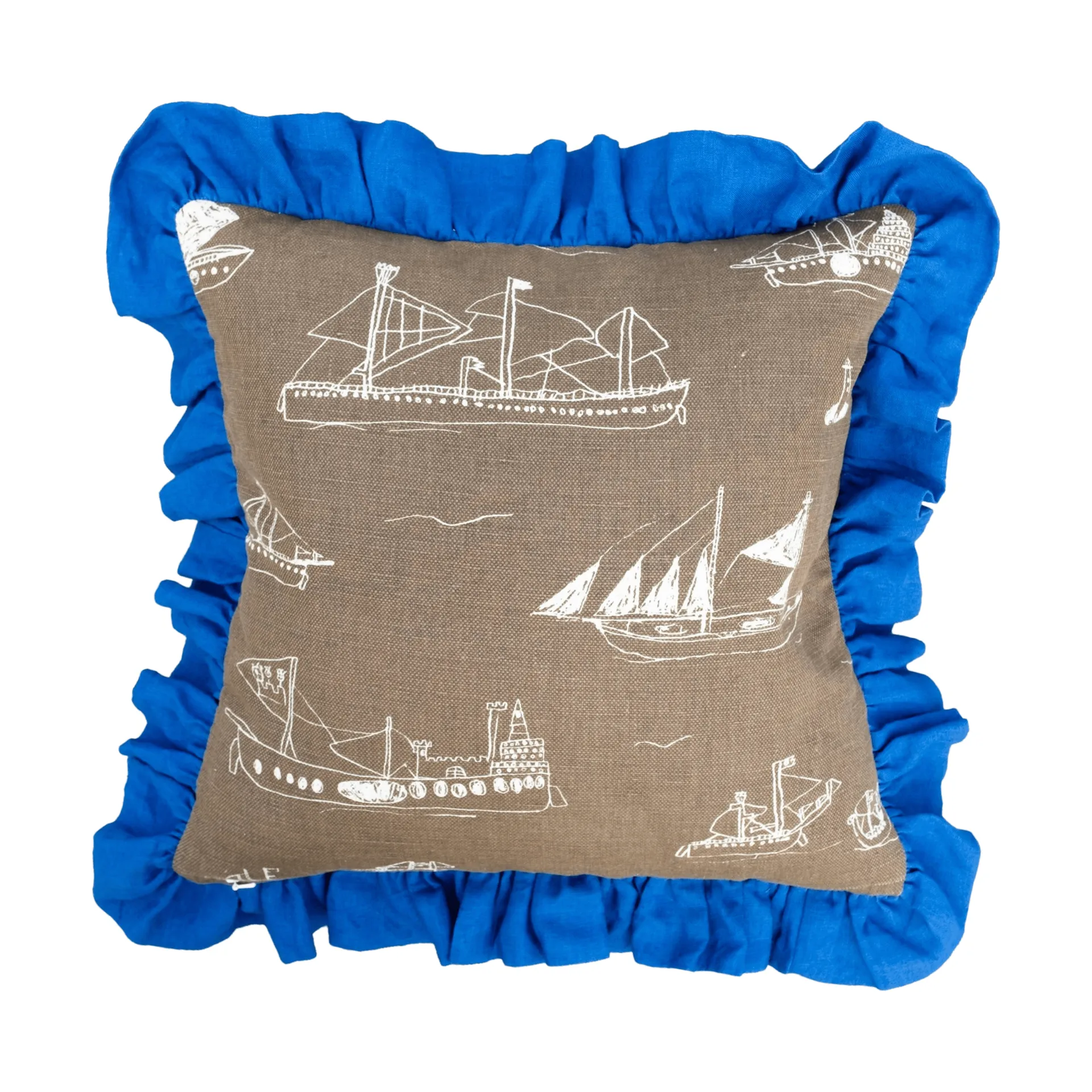Ohoy cushion cover, Brown-natural-blue, 48x48 cm Fine Little Day