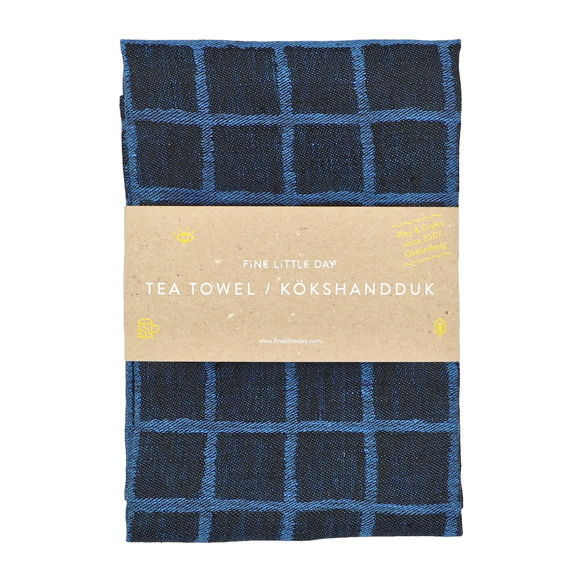 Rutig jacquard-woven kitchen towel 47x70 cm, Blue-black Fine Little Day