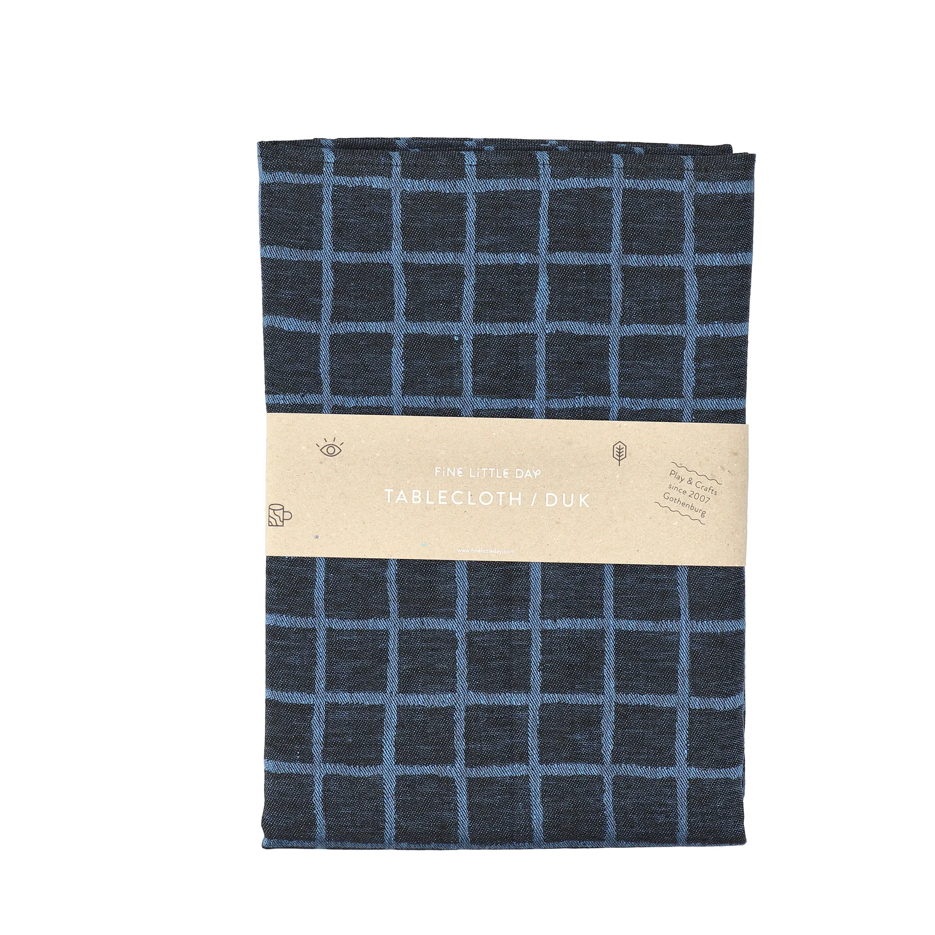 Rutig jacquard-woven table cloth 147x147 cm, Blue-black Fine Little Day