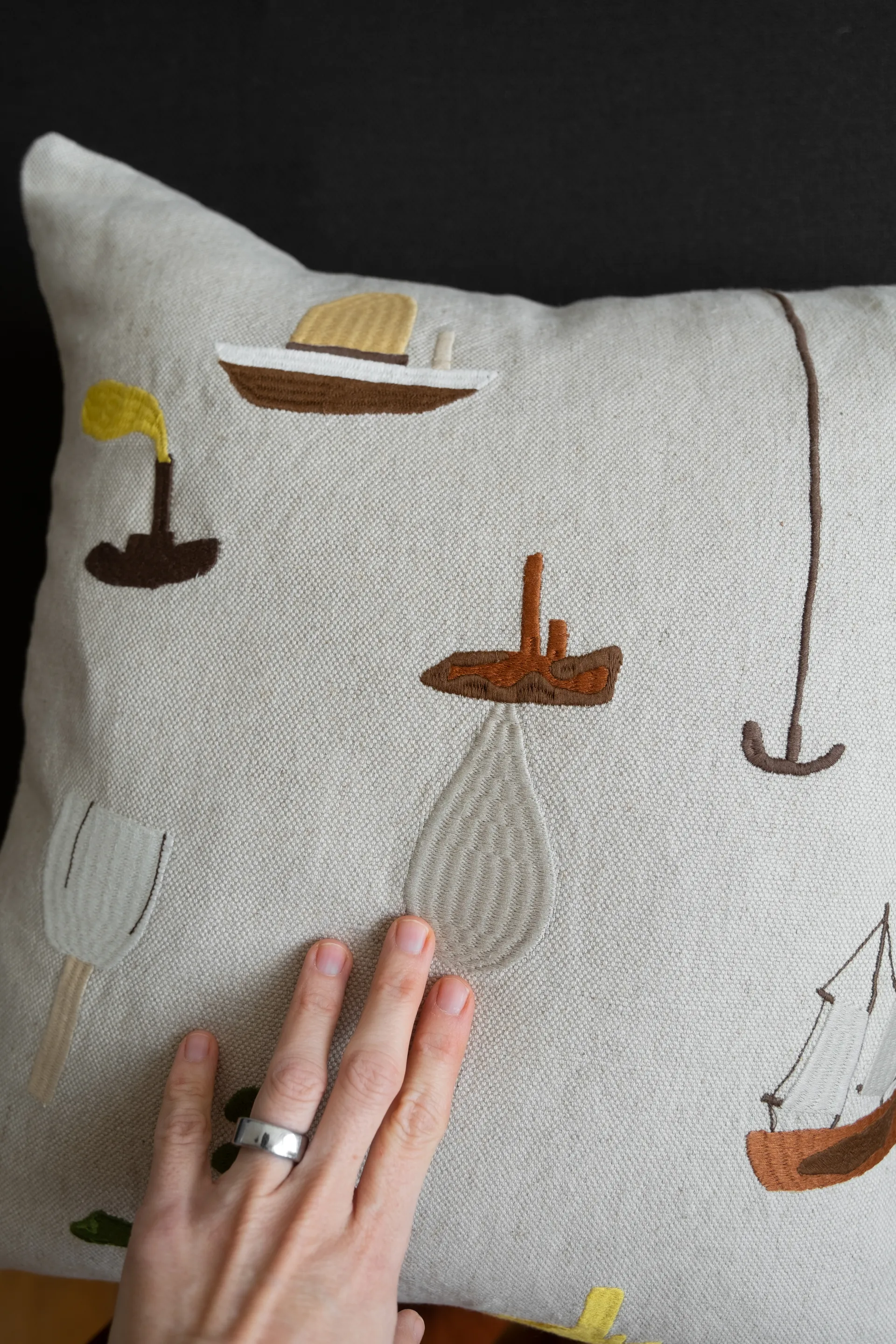 Sail With Me cushion cover 48x48 cm, grey Fine Little Day