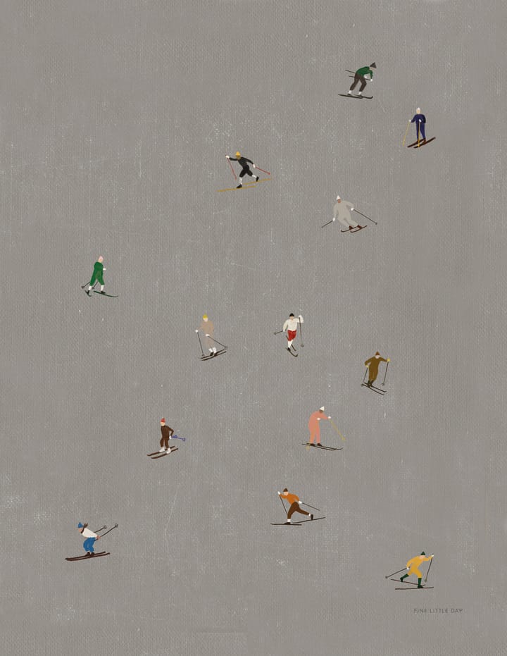 Skiers poster 40x50 cm, grey Fine Little Day