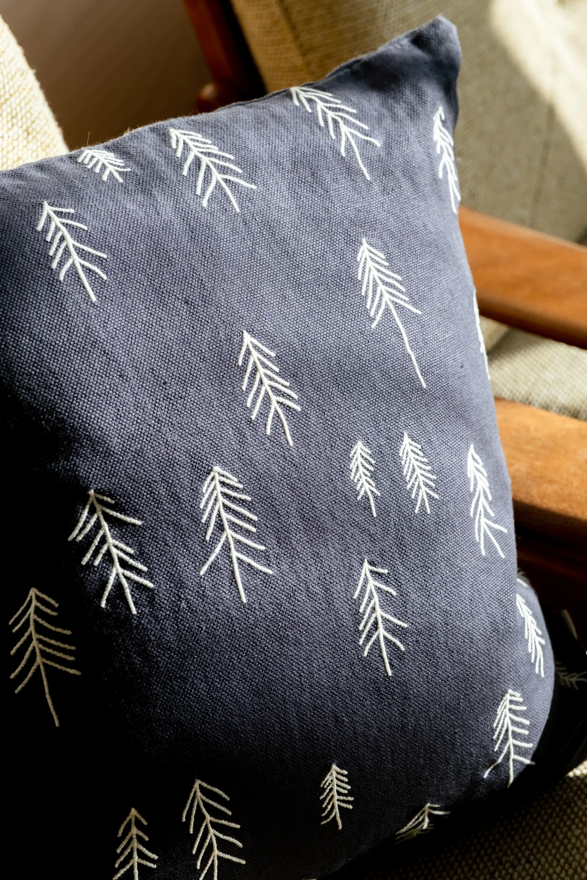 Tall pillowcase 48x48 cm, Anthracitee blue Fine Little Day