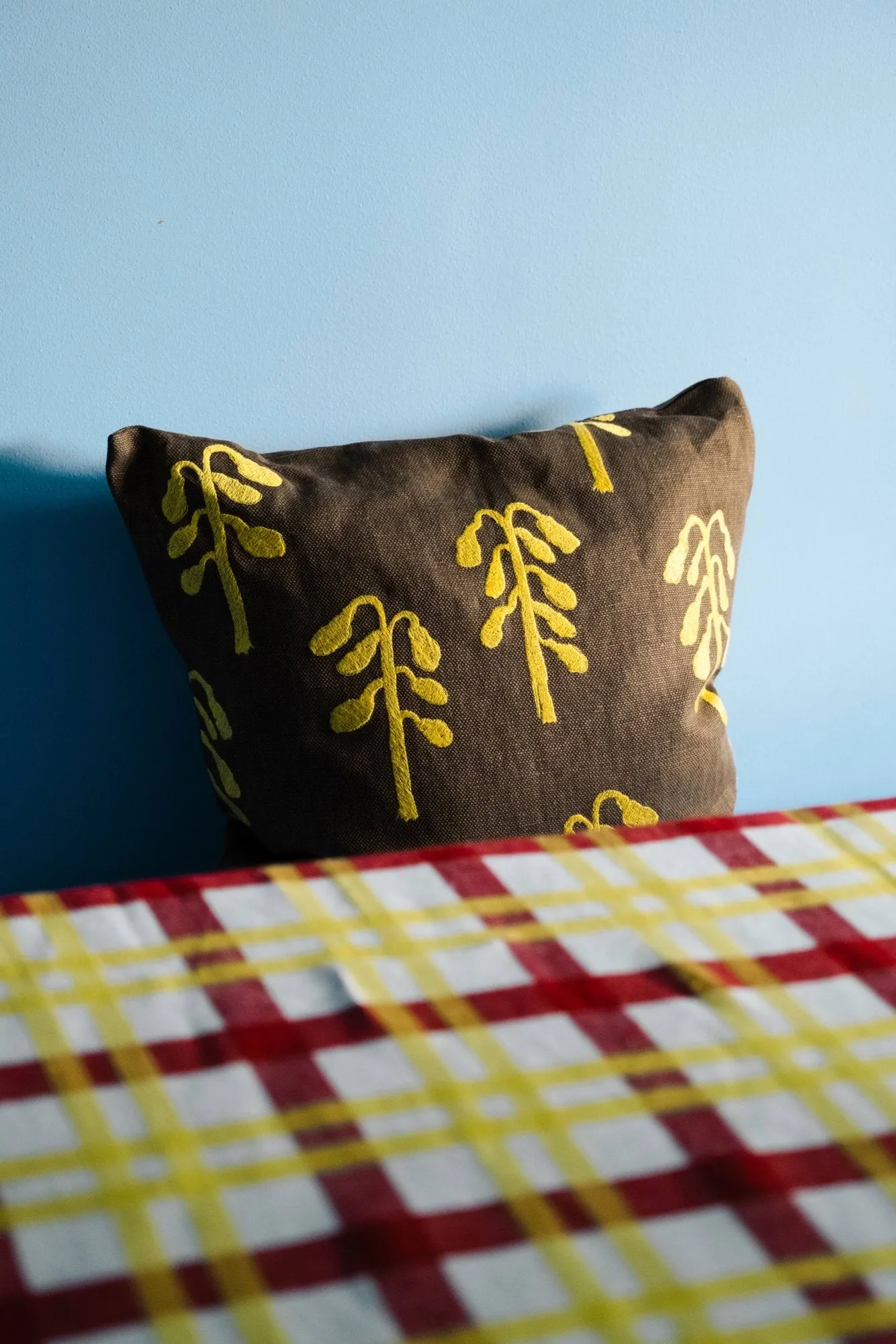 Weeping birch cushion cover, Brown-yellow, 48x48 cm Fine Little Day