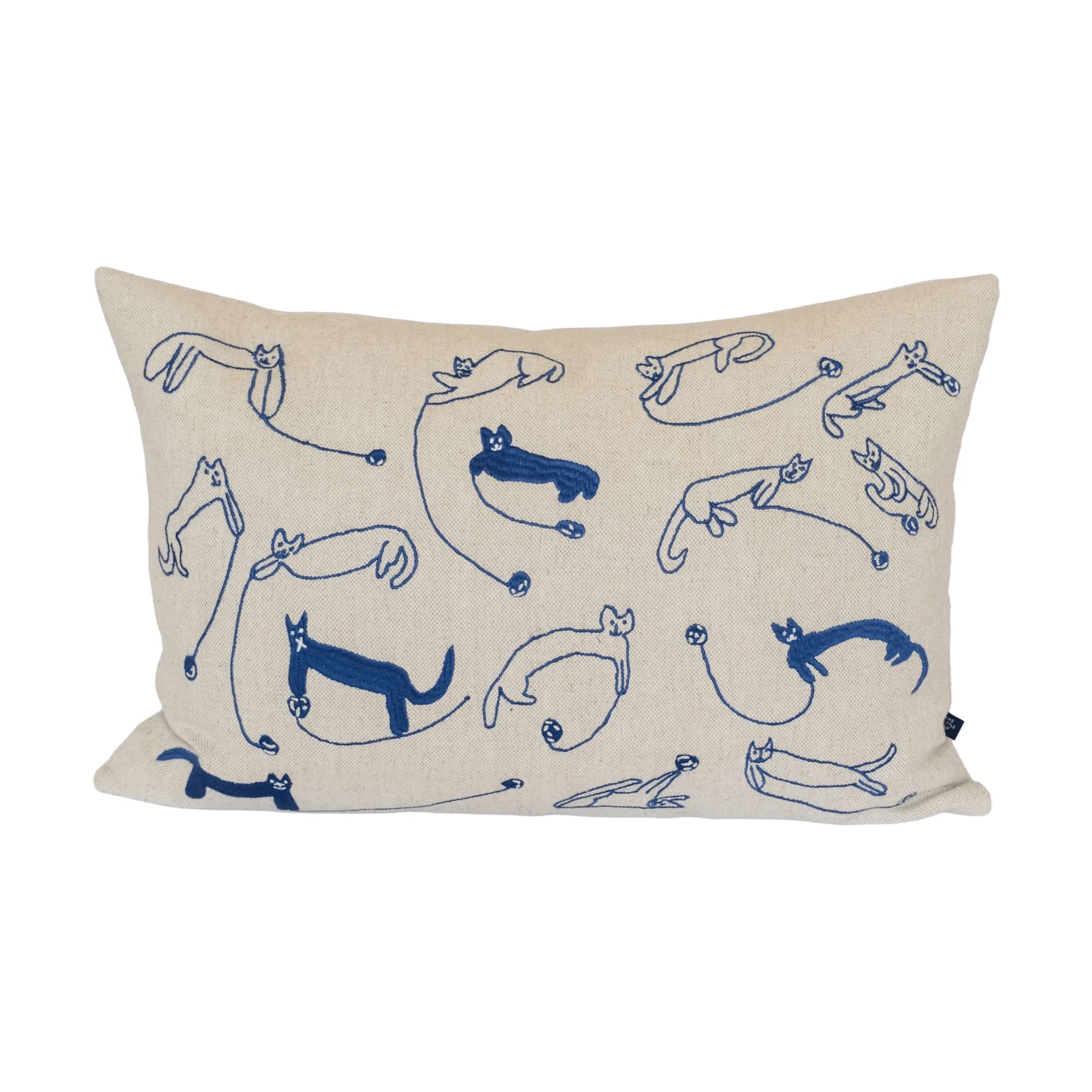 Yarn Cats cushion cover, Natural-blue, 35x58 cm Fine Little Day