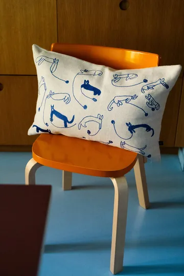 Yarn Cats cushion cover - Natural-blue, 35x58 cm - Fine Little Day
