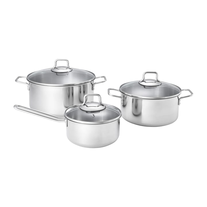 Fiskars pot & saucepan set with glass lid 3 pieces, Stainless steel Fiskars