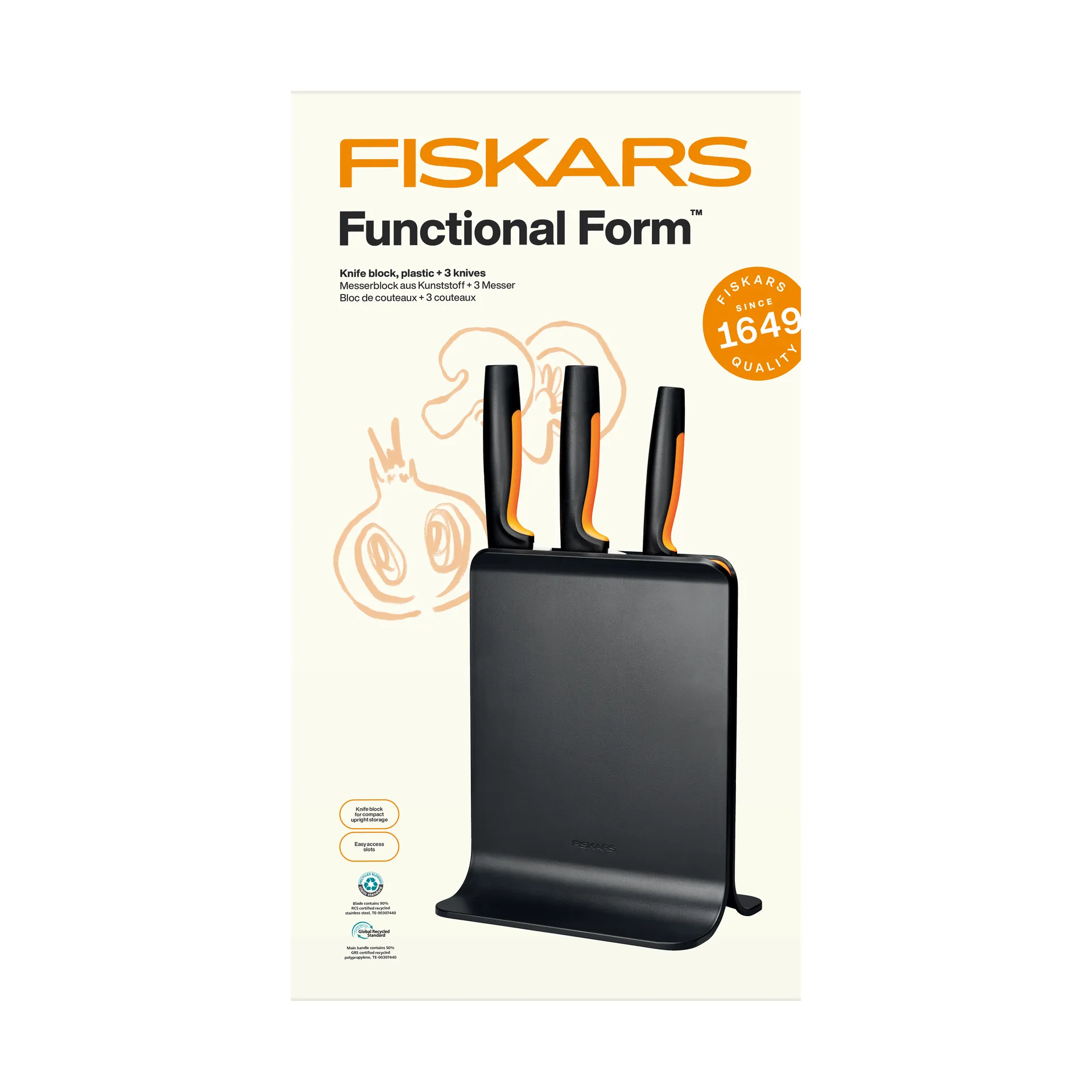 Functional Form knife set with knife block, Plastic, 4 pieces Fiskars