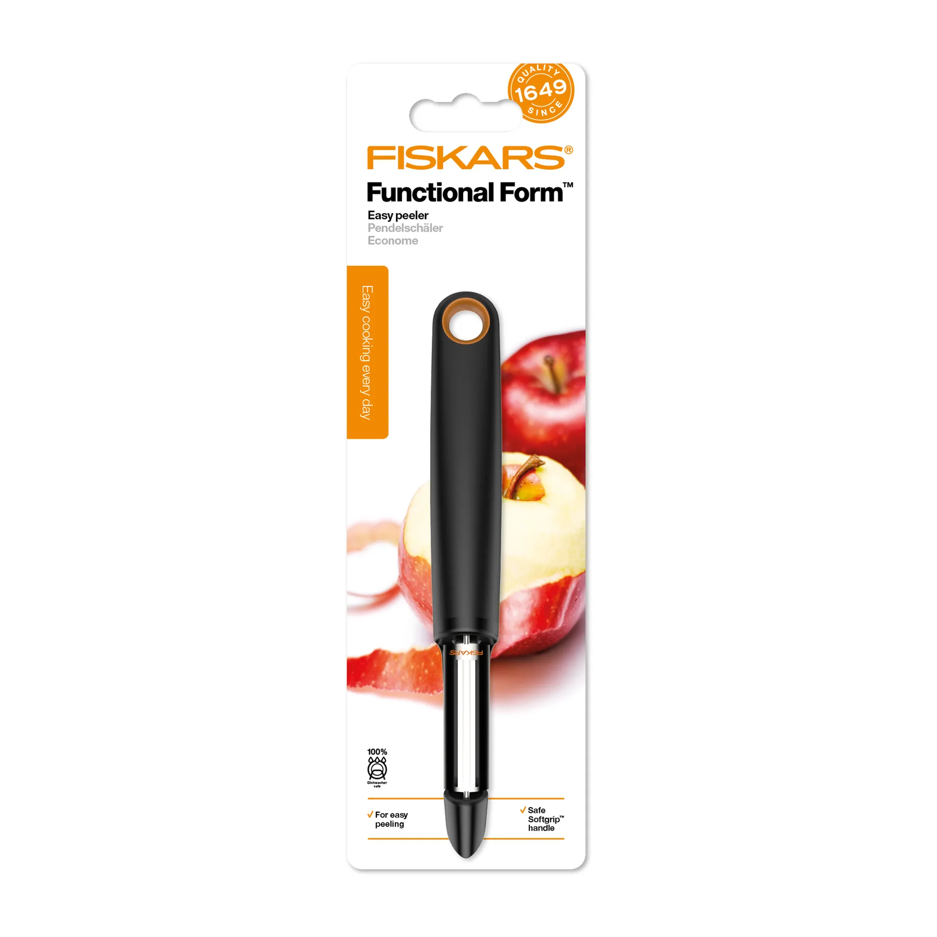 Functional Form potato peeler moveable single, Black Fiskars