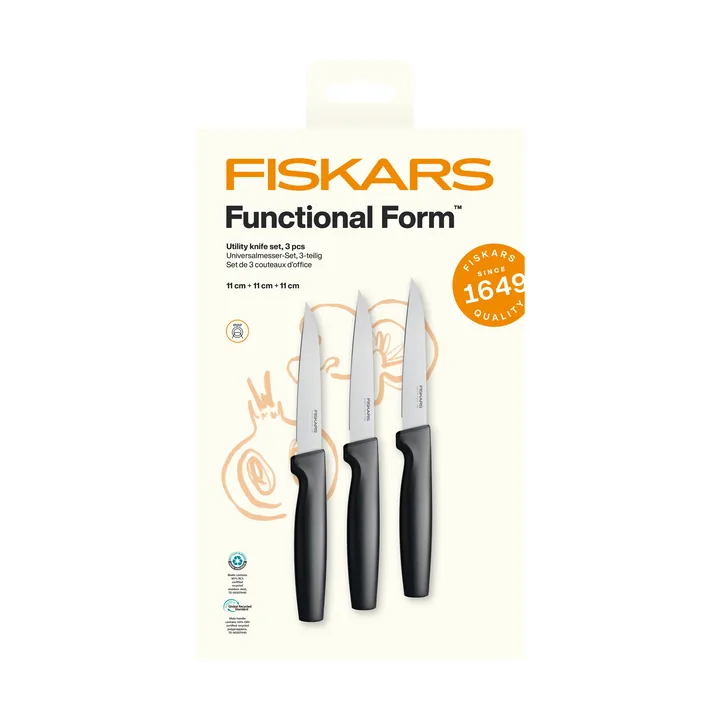 Functional Form utility knife set - Stainless steel, 3 pieces - Fiskars