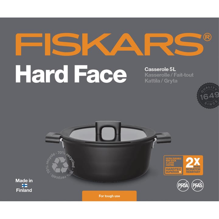 Hard Face casserole with lid, 5 l Fiskars
