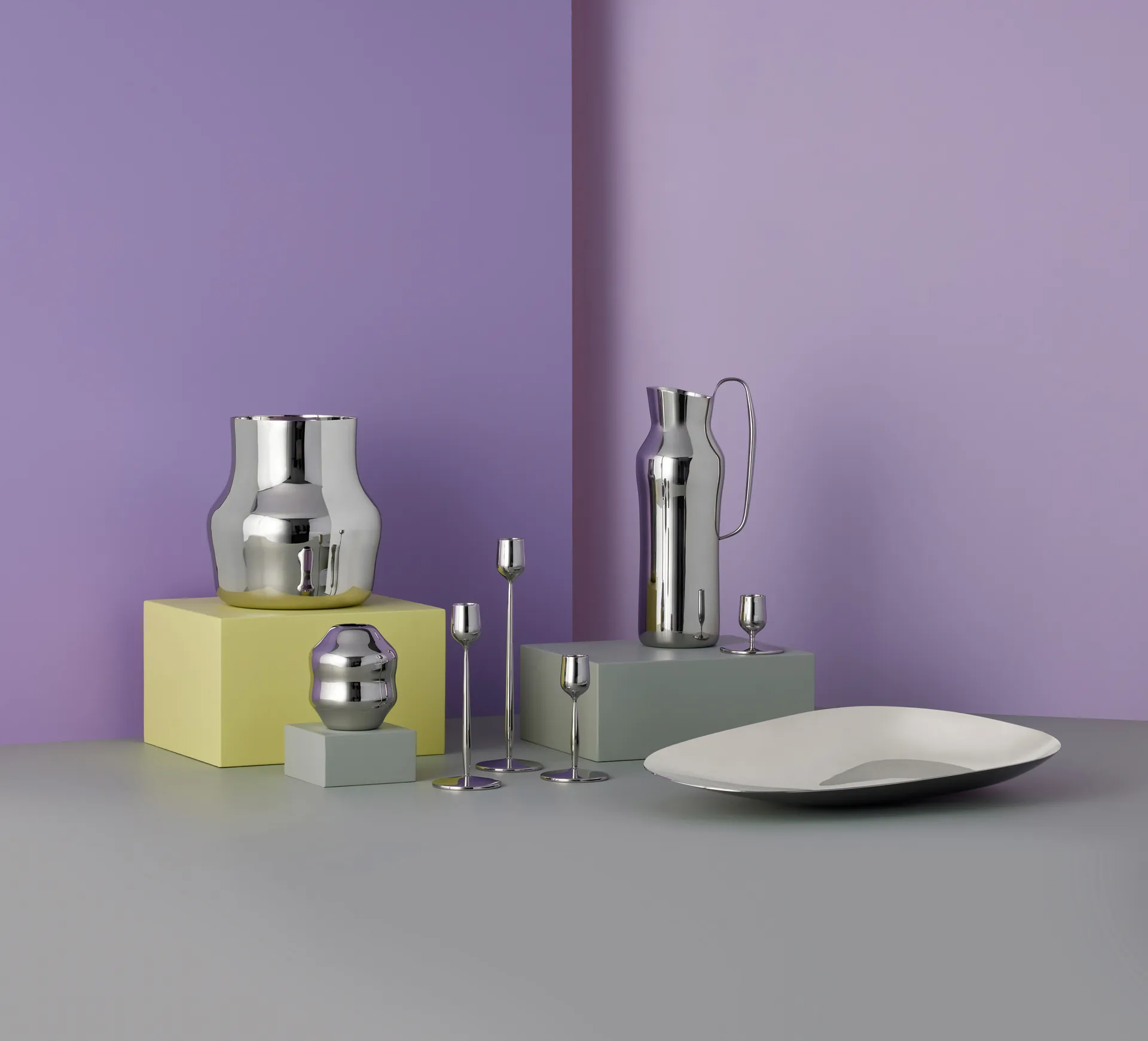 Dorotea candle holder 18 cm, Polished steel Gense