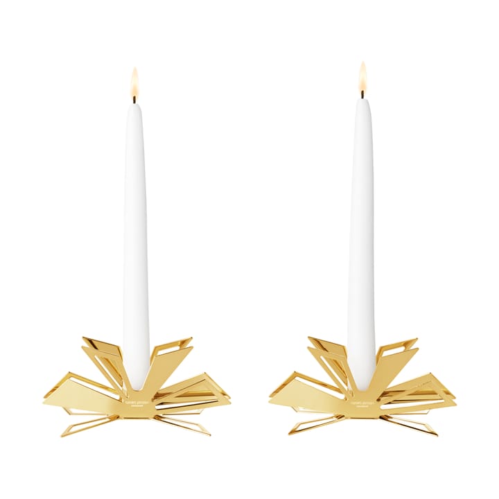 2025 candle holder 2-pack - Gold plated zinc alloy - Georg Jensen