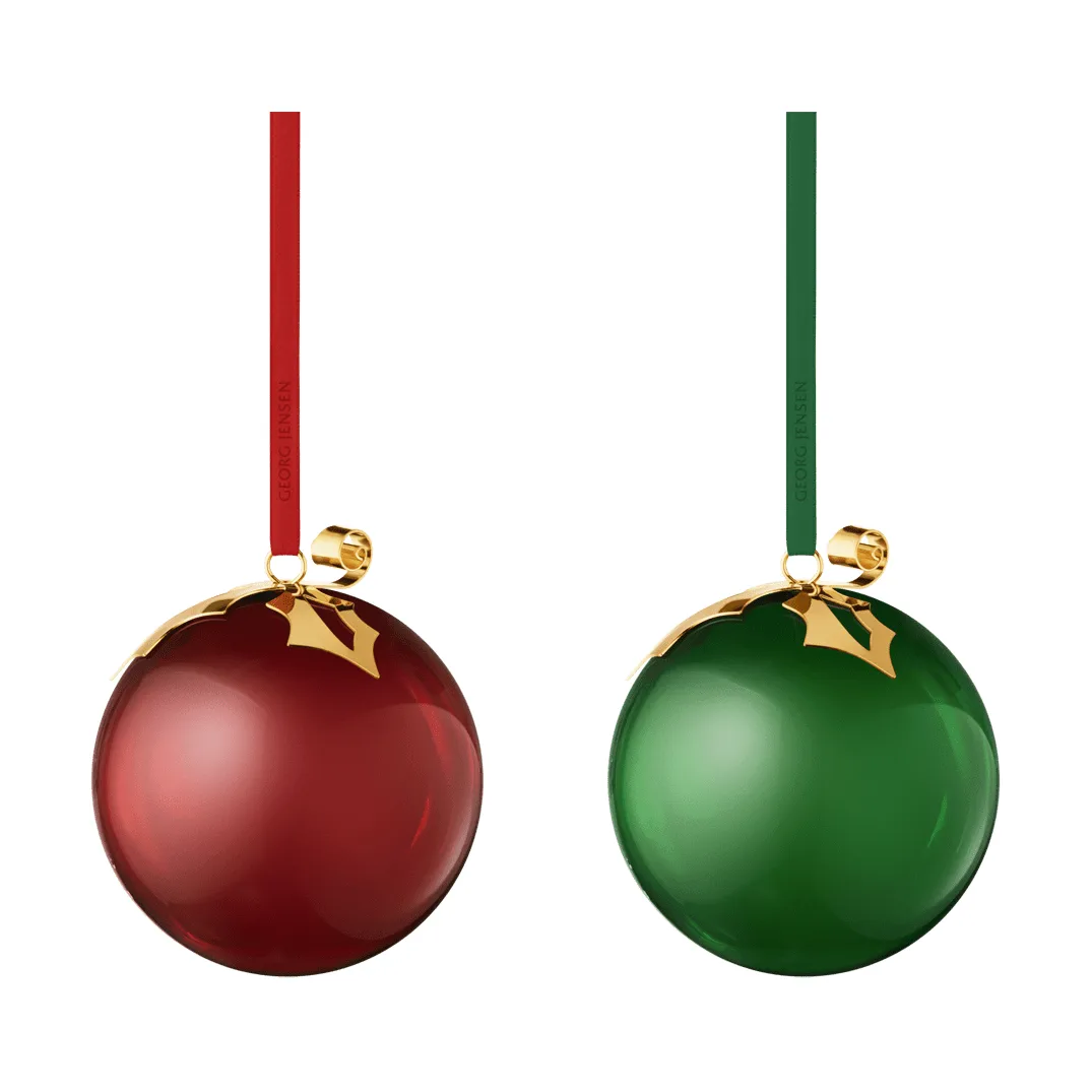 2026 annual glass bauble, Red-green, 2 pieces Georg Jensen