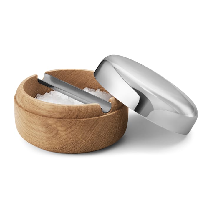 Alfredo salt cellar Ø8.5 cm, Oak-stainless steel Georg Jensen