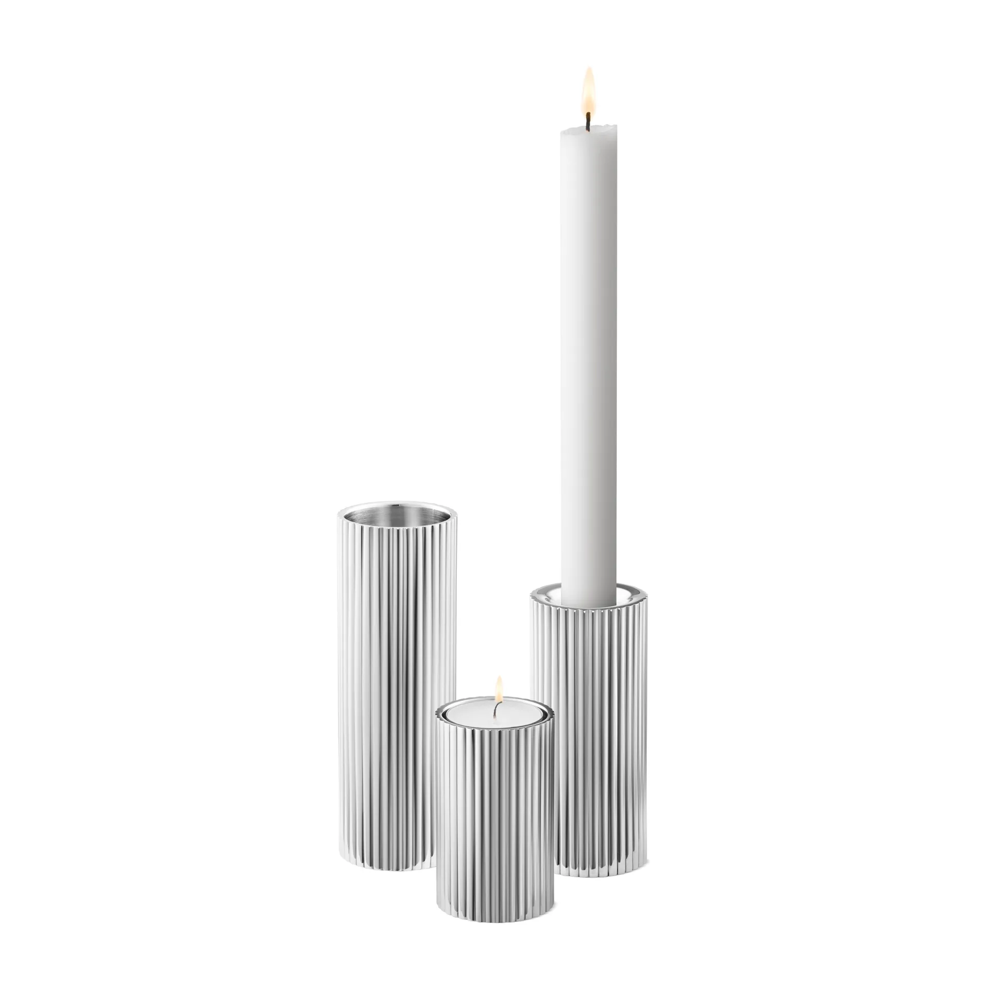 Bernadotte candle sticks 3 pieces, Stainless steel Georg Jensen