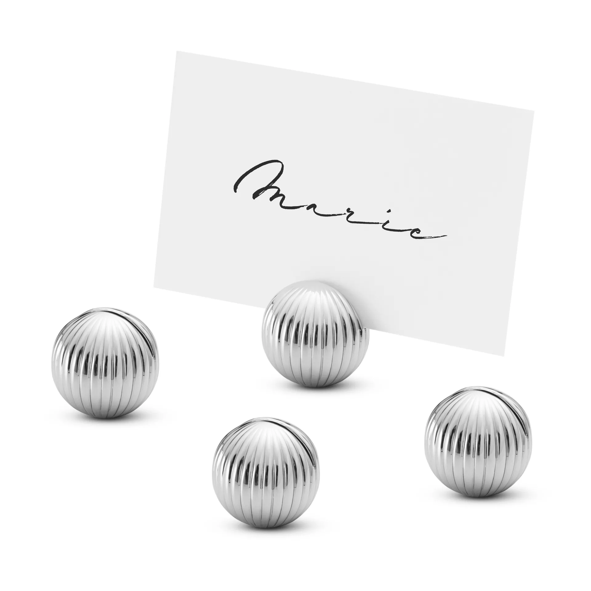 Bernadotte holder for place cards 4-pack, Chrome plated Georg Jensen