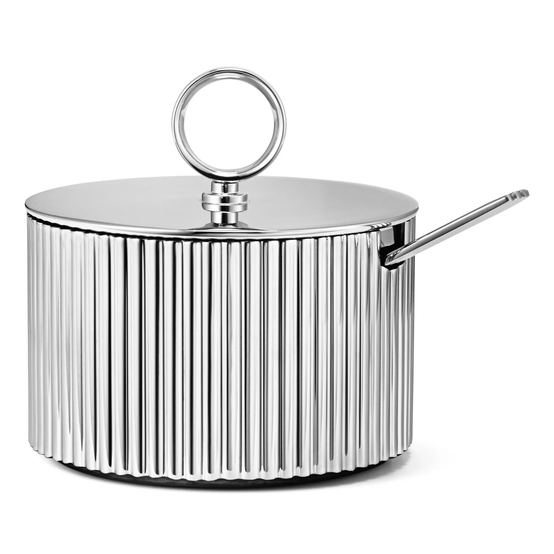 Bernadotte sugar bowl with spoon, Stainless steel Georg Jensen