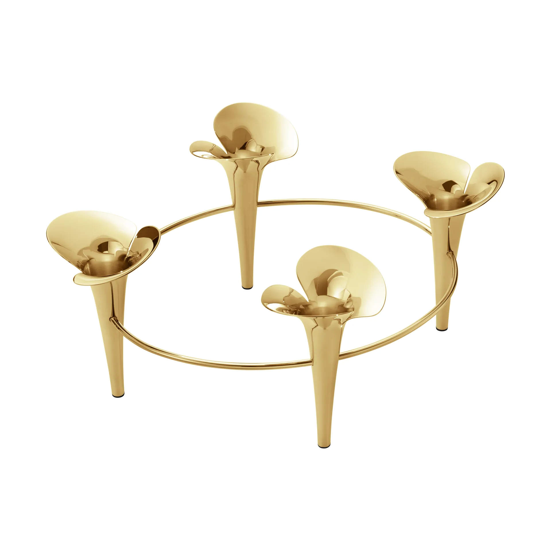 Bloom candle stick Ø28 cm, Gold Georg Jensen