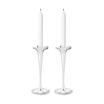 Bloom candlesticks for taper candles - Stainless steel, large, 2-pack - Georg Jensen