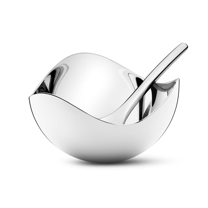 Bloom salt cellar with spoon, stainless steel Georg Jensen