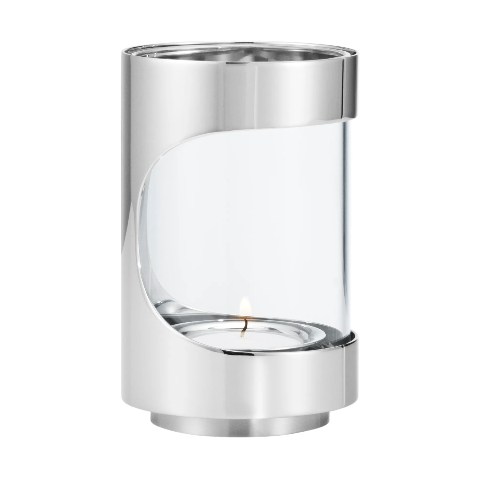 Chrome contours hurricane lantern 12 cm - Georg Jensen | KitchenTime, image size:1930x1930