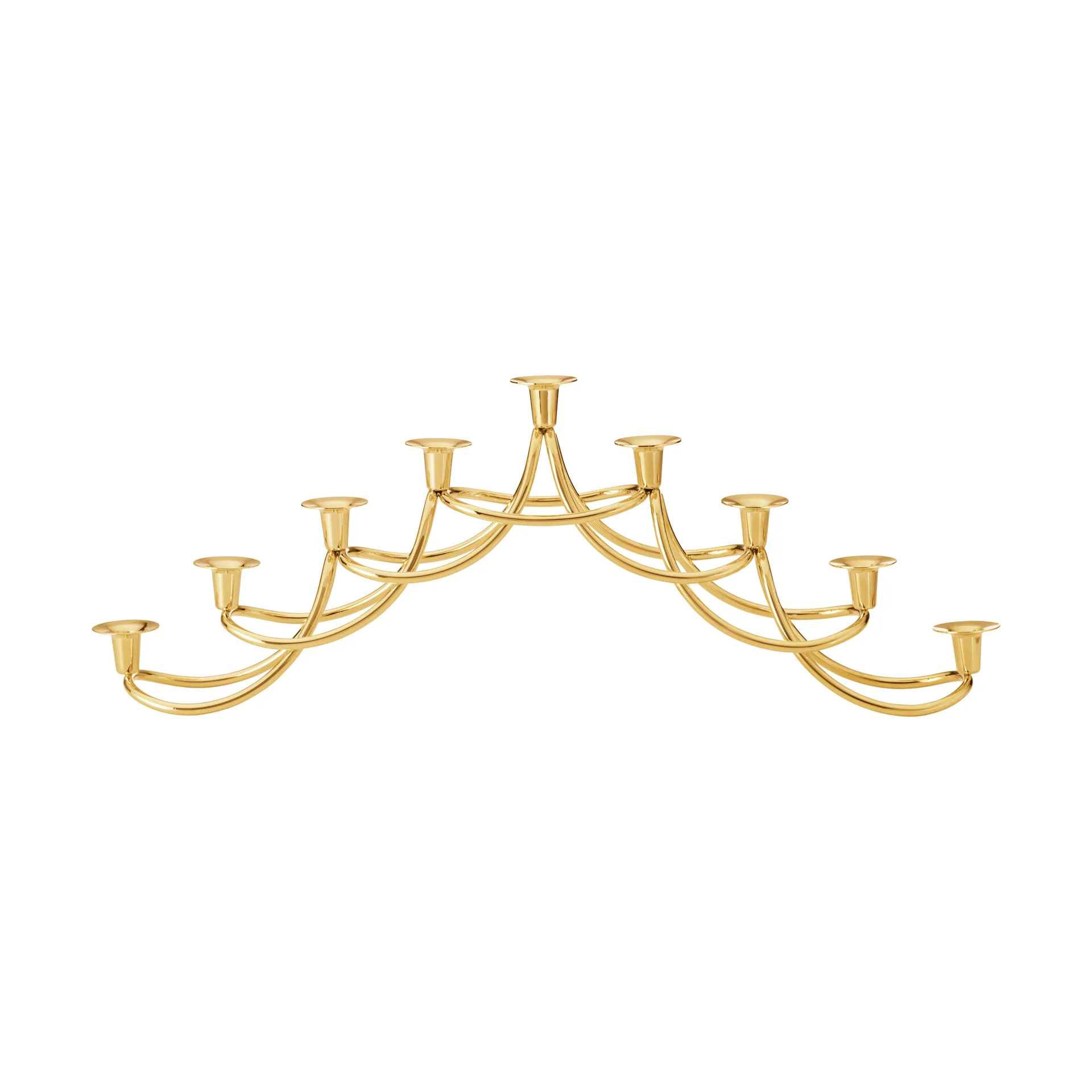 Harmony menorah candle holder, Gold-plated stainless steel Georg Jensen