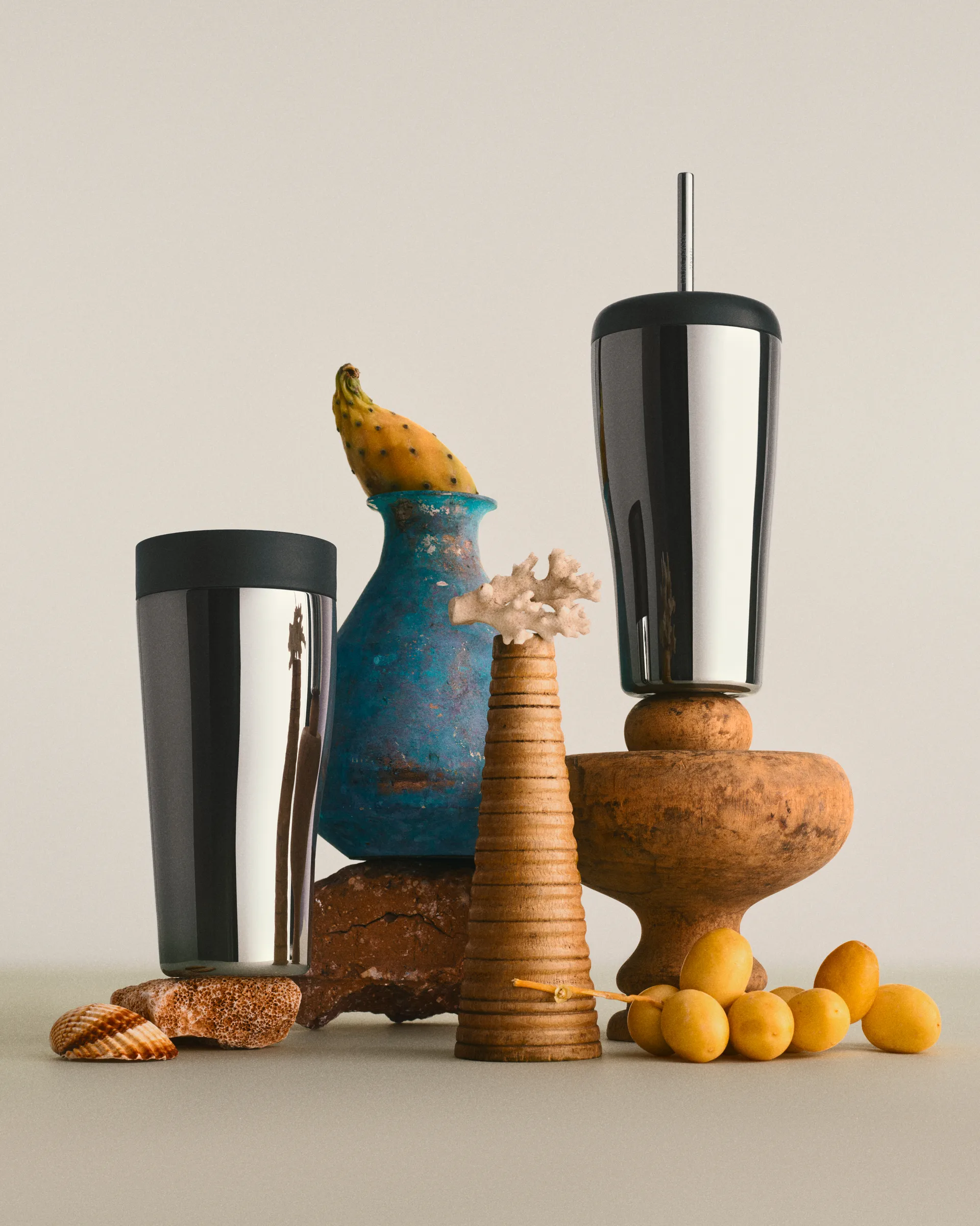 Sky thermos cup with straw 40 cl, Stainless steel Georg Jensen