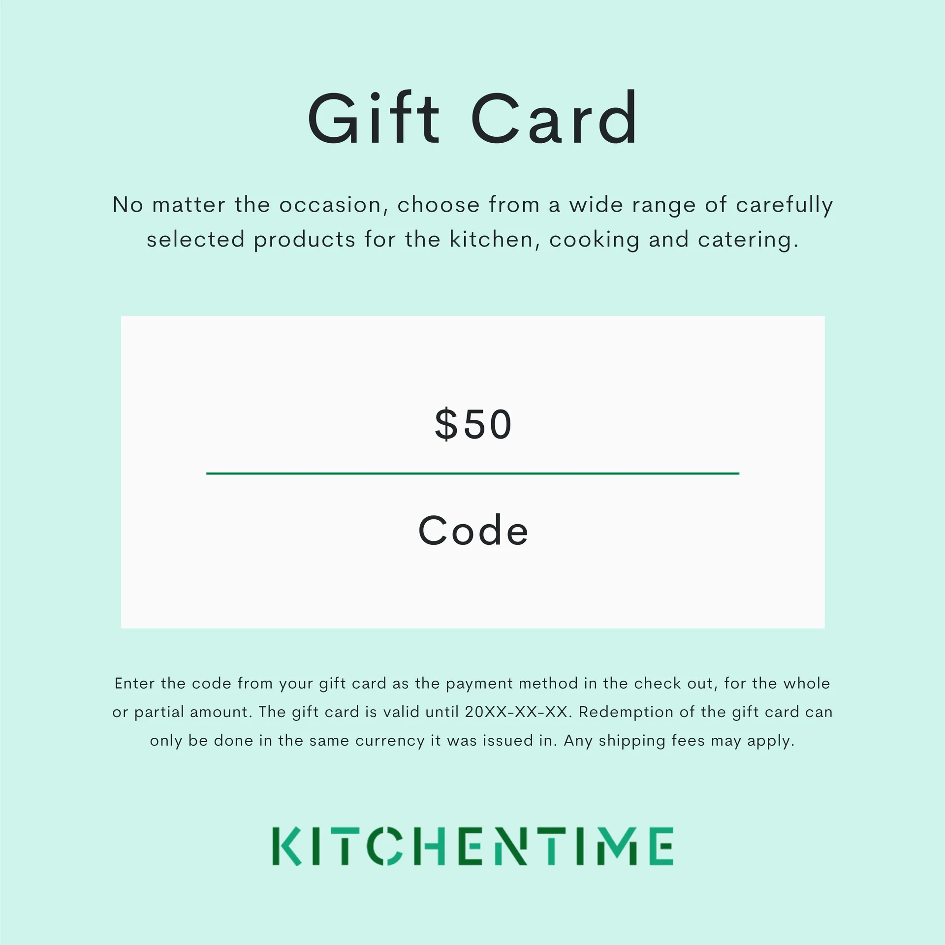 Digital gift card, $50.00 Gift card