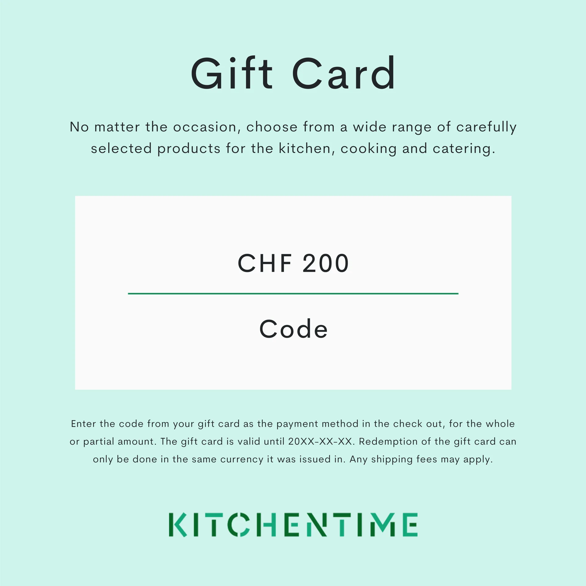 Digital gift card, CHF 200,00 Gift card