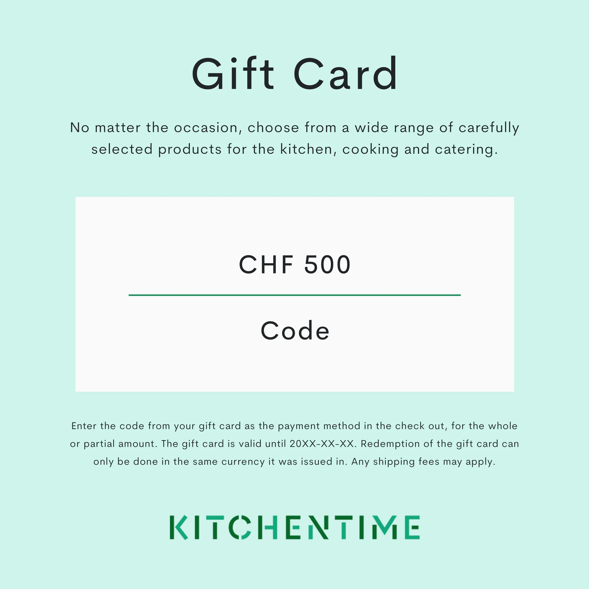 Digital gift card, CHF 500,00 Gift card