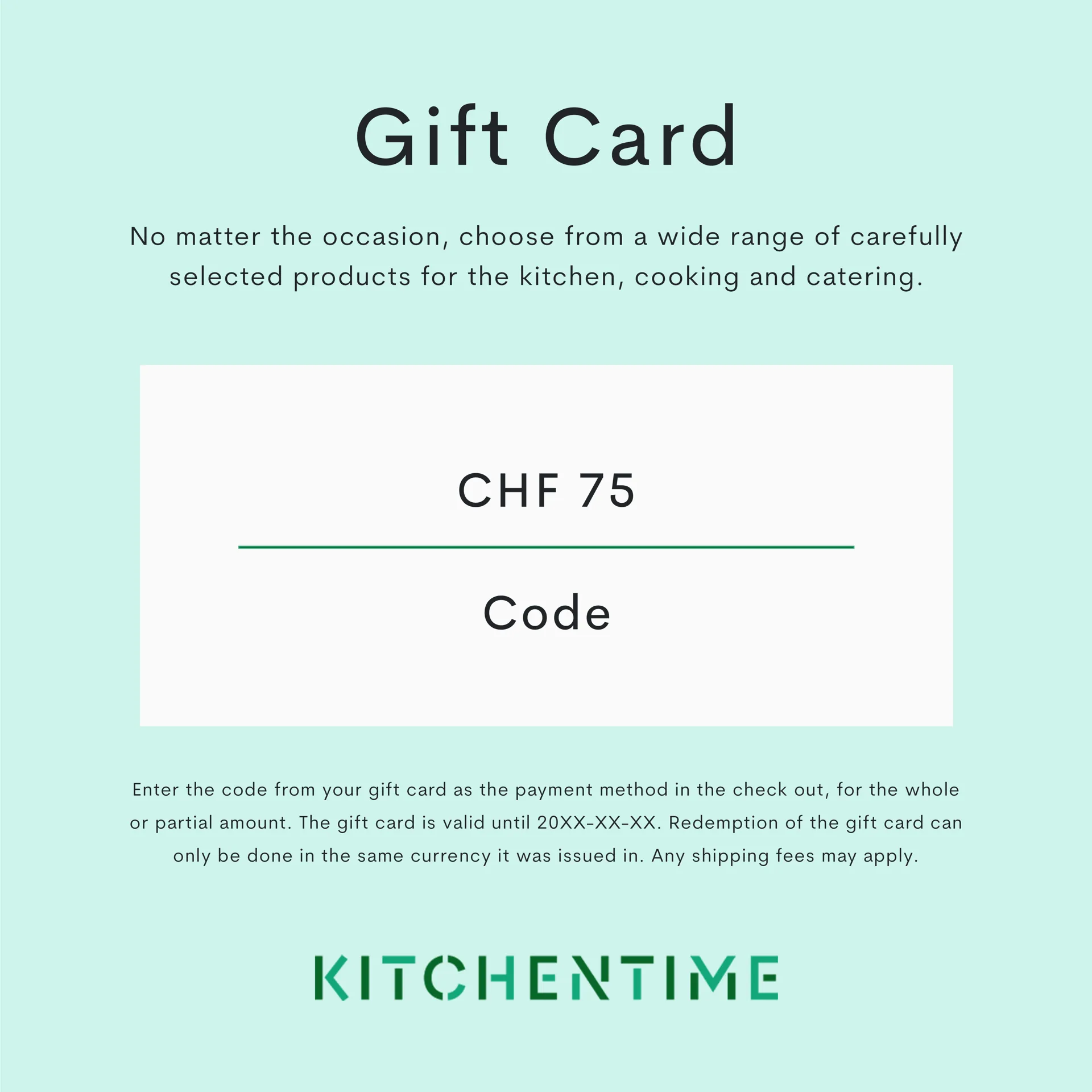 Digital gift card, CHF 75,00 Gift card