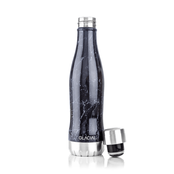 Glacial water bottle 400 ml, Black marble Glacial