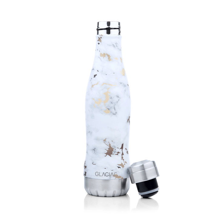 Glacial water bottle 400 ml, White golden marble Glacial
