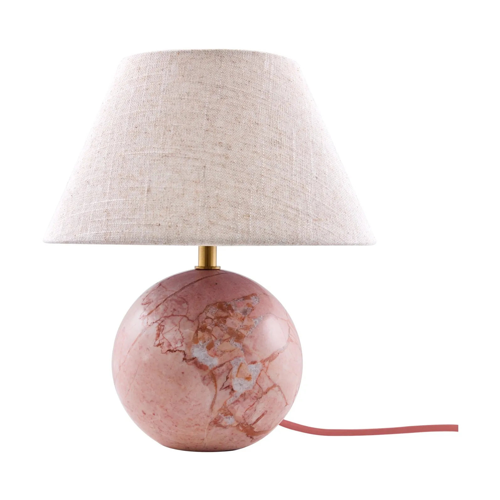 Castello 24 table lamp, Dusty pink marble, white shade Globen Lighting