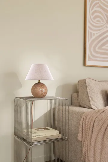 Castello 24 table lamp - Dusty pink marble, white shade - Globen Lighting