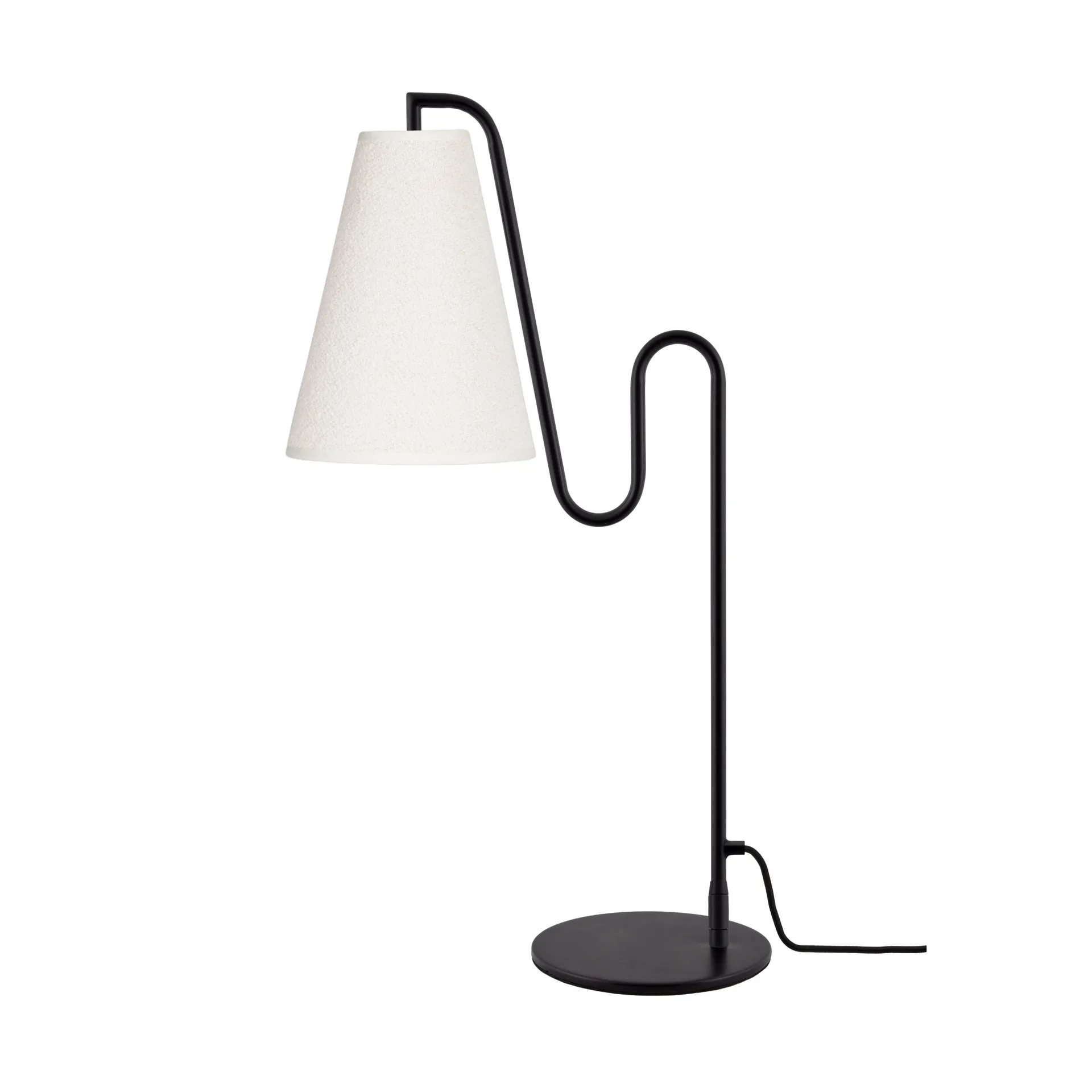 Lou table lamp, White bouclé-black Globen Lighting