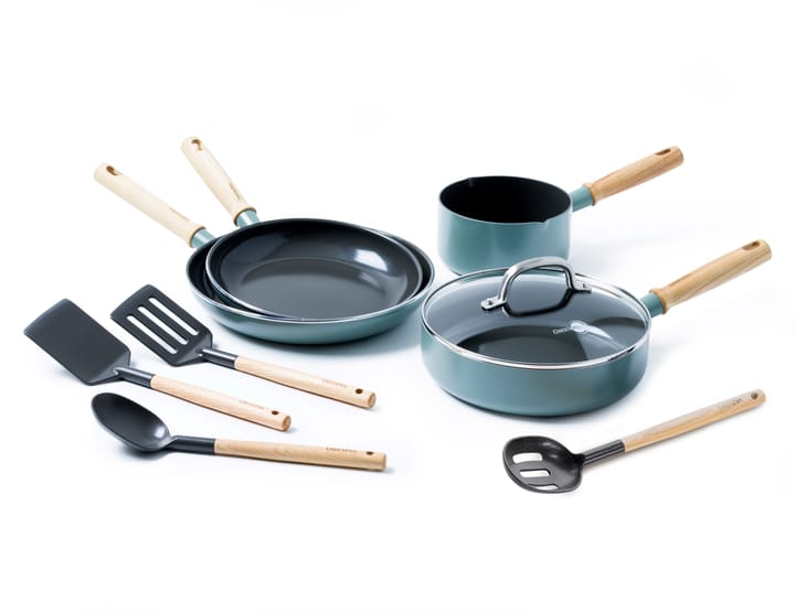 Mayflower Pro pot and frying pan set 9 pieces, Green-blue GreenPan