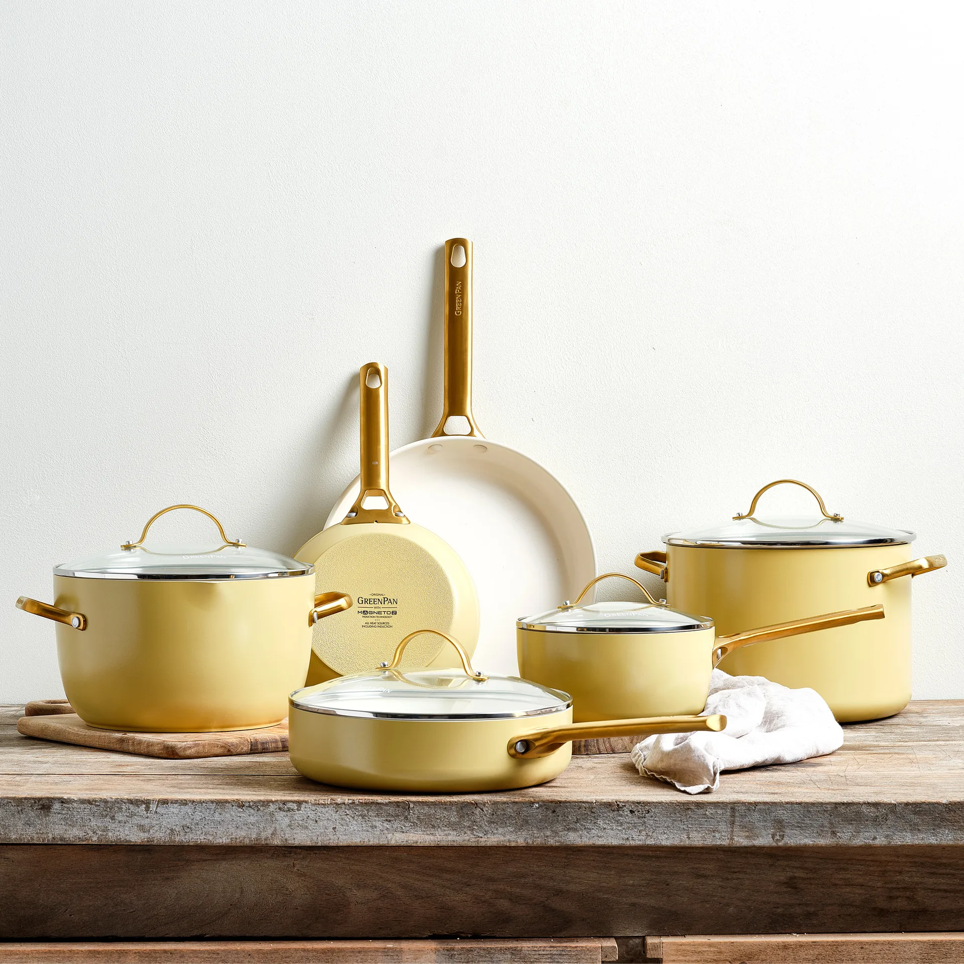 Padova casserole and frying pan set 10 parts, Sunshine yellow GreenPan