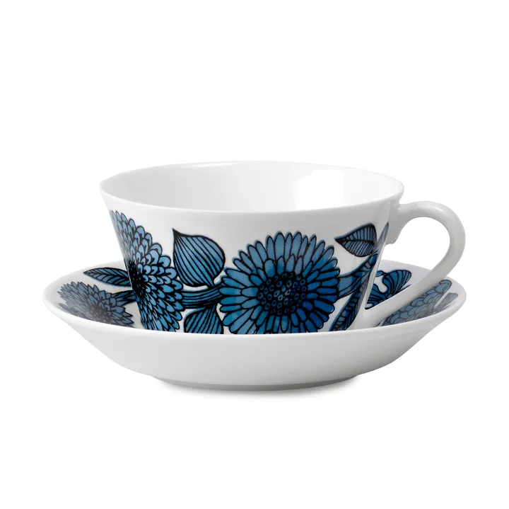 Blå Aster tea set cone - tea cup + saucer - Gustafsbergs Porslinsfabrik
