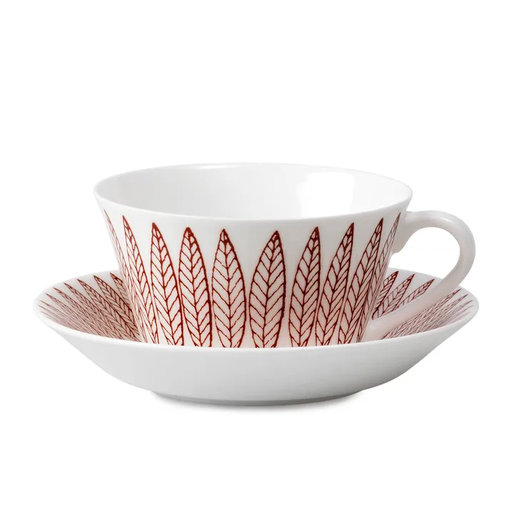 Röd Salix tea set, cone - tea cup + saucer - Gustafsbergs Porslinsfabrik