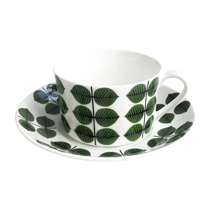 Berså teacup with saucer 35 cl, Green Gustavsbergs Porslinsfabrik