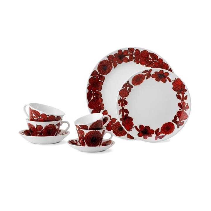 Röd Aster tea set, tea cup + saucer Gustavsbergs Porslinsfabrik
