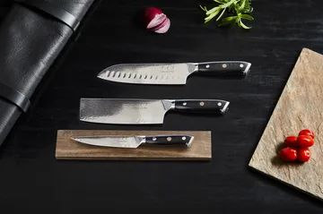 Damascus By Hâws 3-piece knife set - Black-stainless steel - Hâws