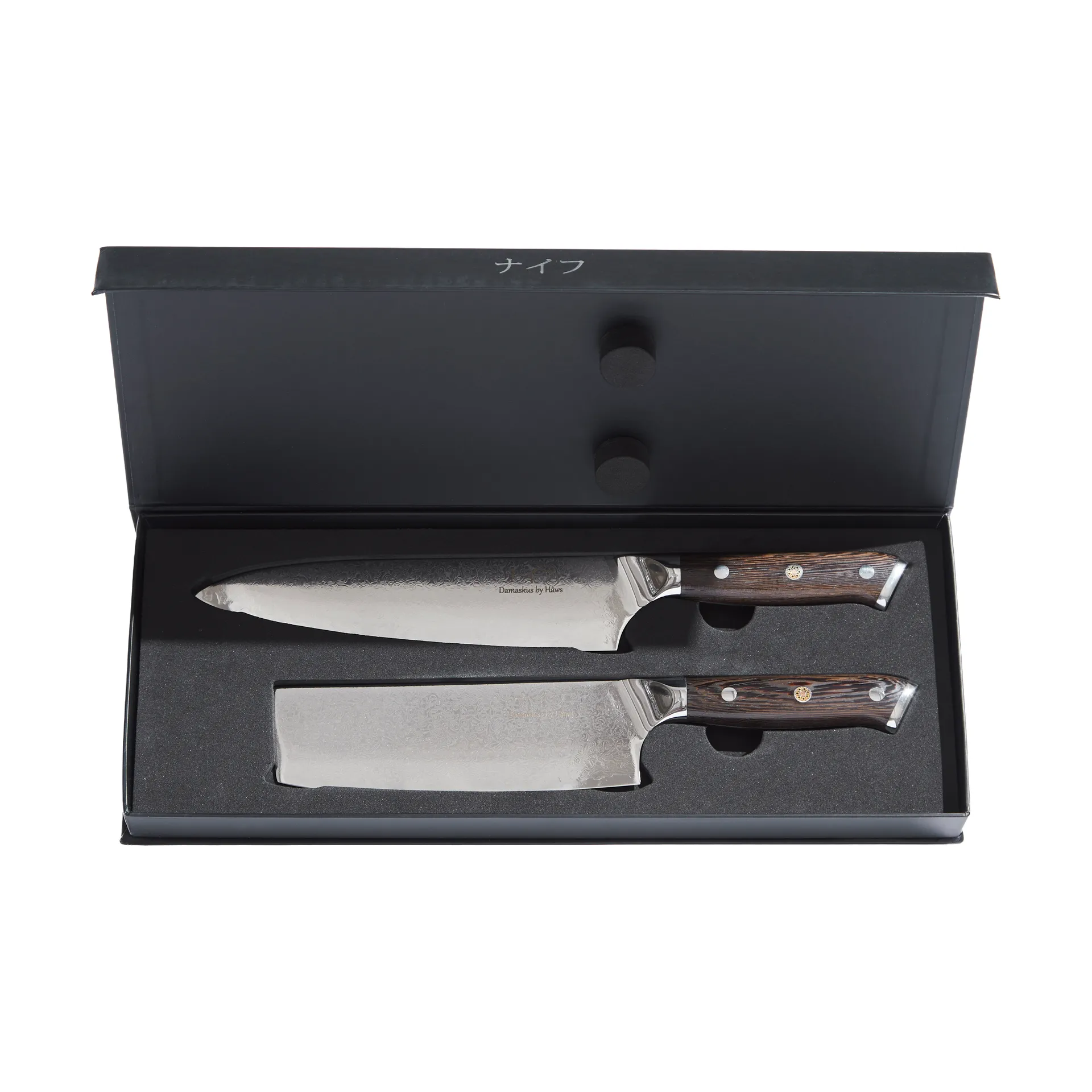 Damascus By Hâws chef & vegetable knife set 2 pieces, Wenge Hâws