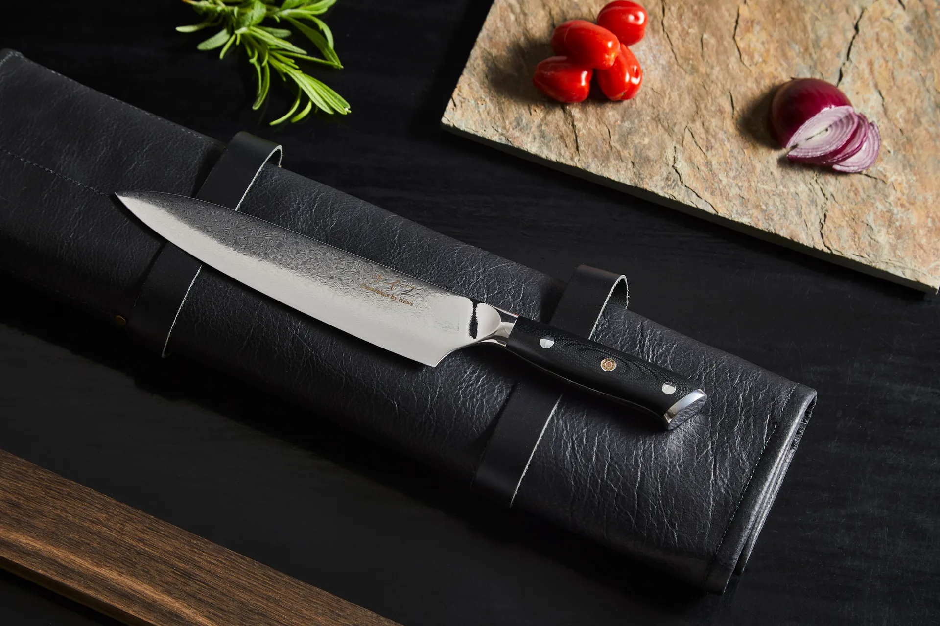 Damascus By Hâws chef's knife 33.5 cm, Black-stainless steel Hâws